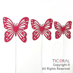 CAKE TOPPER MARIPOSA GIBRE FUCSIA CON PINCHE X 10 UNIDADES
